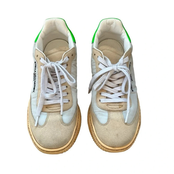 Stella McCartney Loop Lace Up Sneakers Neon Green White 37 Summer Streetwear - Picture 2 of 10